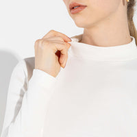 Blusa Canelado Algodão Gola Alta Feminina - Off White