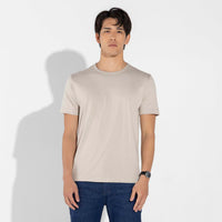 Camiseta Pima sem Gola Masculina - Bege Aveia