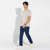 Camiseta Pima sem Gola Masculina - Bege Aveia