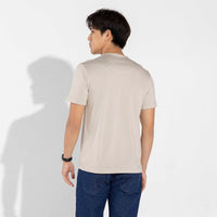 Camiseta Pima sem Gola Masculina - Bege Aveia