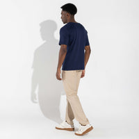 Camiseta Algodão Pima Recorte Masculina | Life Collection - Azul Marinho