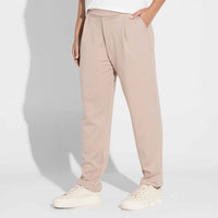 Calça Dense Viscose Alfaiataria Feminina - Bege Amêndoa