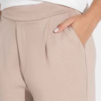 Calça Dense Viscose Alfaiataria Feminina - Bege Amêndoa