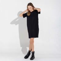 Vestido Dense Viscose T-Shirt - Preto