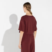 Camiseta Dense Viscose Pregas Feminina - Bordô