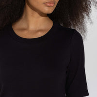 Blusa Algodão Canelado Manga Curta Feminina - Preto