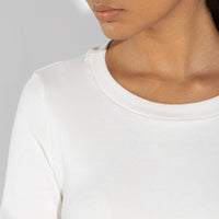 Blusa Algodão Canelado Manga Curta Feminina - Off White