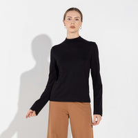 Camiseta Cotton Pima Manga Longa Gola Alta Feminina | Life Collection - Preto