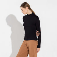 Camiseta Cotton Pima Manga Longa Gola Alta Feminina | Life Collection - Preto