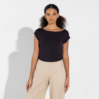 Blusa Modal Cropped Feminina - Preto