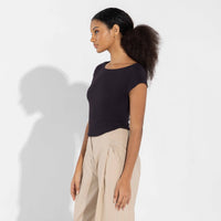 Blusa Modal Cropped Feminina - Preto