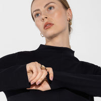 Blusa Dense Viscose Manga Longa Feminina - Preto