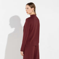 Blusa Dense Viscose Manga Longa Feminina - Bordô