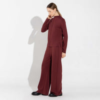 Blusa Dense Viscose Manga Longa Feminina - Bordô