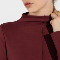 Blusa Dense Viscose Manga Longa Feminina - Bordô