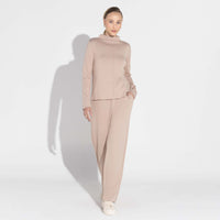 Blusa Dense Viscose Manga Longa Feminina - Bege Amêndoa