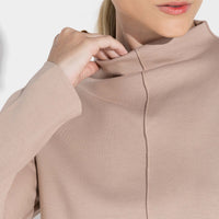 Blusa Dense Viscose Manga Longa Feminina - Bege Amêndoa