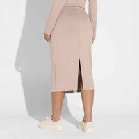 Saia Midi Dense Viscose - Bege Amêndoa