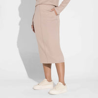 Saia Midi Dense Viscose - Bege Amêndoa