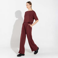 Calça Dense Viscose Feminina - Bordô