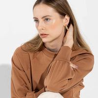 Blusão Moletom Leve Feminino - Ocre