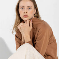 Blusão Moletom Leve Feminino - Ocre