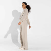 Blusão Moletom Leve Feminino - Bege Aveia