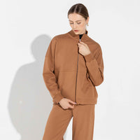 Jaqueta Moletom Leve Feminina - Ocre