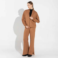 Jaqueta Moletom Leve Feminina - Ocre