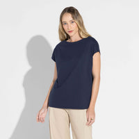 Blusa Malha Striped Feminina - Azul Marinho