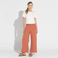 Calça Barrel Dense Viscose Feminina - Ferrugem