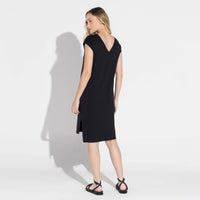 Vestido Dense Viscose Decote V - Preto