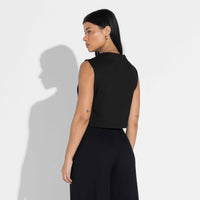 Regata Cropped Malha Striped Feminina - Preto