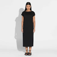 Vestido Midi Malha Striped - Preto