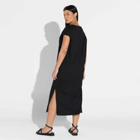 Vestido Midi Malha Striped - Preto