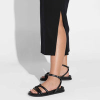 Vestido Midi Malha Striped - Preto