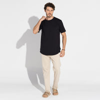 Camiseta Cotton Pima Barra Arredondada | Life Collection - Preto