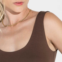 Regata Undershirt Gola U Feminina - Marrom