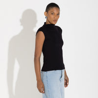 Blusa Canelado Algodão Gola Alta Feminina - Preto