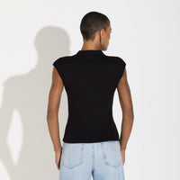 Blusa Canelado Algodão Gola Alta Feminina - Preto