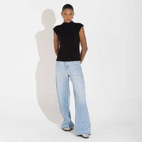 Blusa Canelado Algodão Gola Alta Feminina - Preto