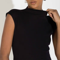 Blusa Canelado Algodão Gola Alta Feminina - Preto