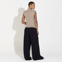 Blusa Canelado Algodão Gola Alta Feminina - Bege Alpaca