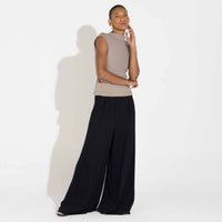 Blusa Canelado Algodão Gola Alta Feminina - Bege Alpaca