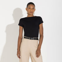 Camiseta Cotton Pima Decote Reto Feminina - Preto