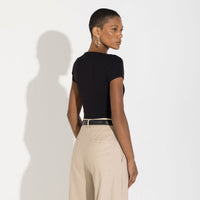 Camiseta Cotton Pima Decote Reto Feminina - Preto