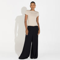 Camiseta Cotton Pima Decote Reto Feminina - Bege Aveia