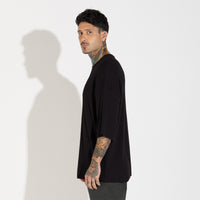 Camiseta Boxy Canelado Algodão Masculina - Preto