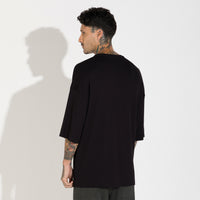 Camiseta Boxy Canelado Algodão Masculina - Preto