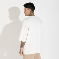 Camiseta Boxy Canelado Algodão Masculina - Off White